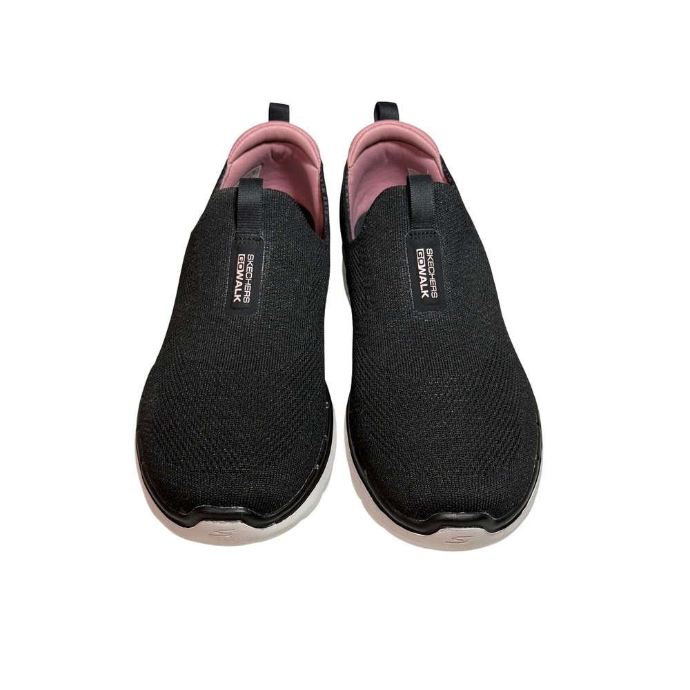 Skechers GOwalk 6 Black Pink‎ Slip On Sneakers Women Size 10 Hyper Pillars